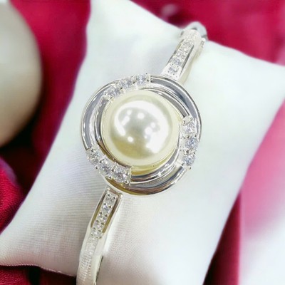 Kiềng Tay Bạc Đính Ngọc Trai 12ly Trắng size 50-51 Thời Trang Và Sang Trọng - Ngọc Trai Trường Thịnh