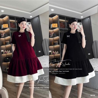 Váy đầm bầu - Váy suông babydoll nhung lì chân voan đính khuy cài cao cấp đầm bầu thiết kế mặc noel tết siêu xinh HO1 