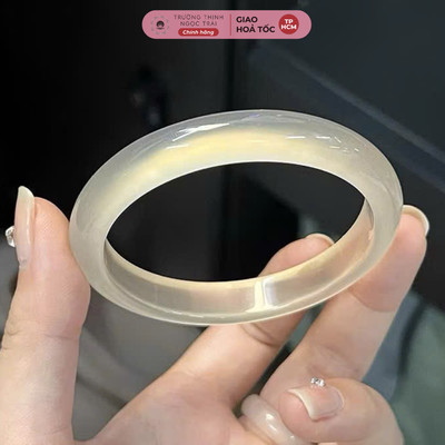 Vòng Mã Não Bạch Nguyệt Quang Độ Sáng 6a Có Ánh Vàng Kèm Kiểm Định PNJ - Ngọc Trai Trường Thịnh
