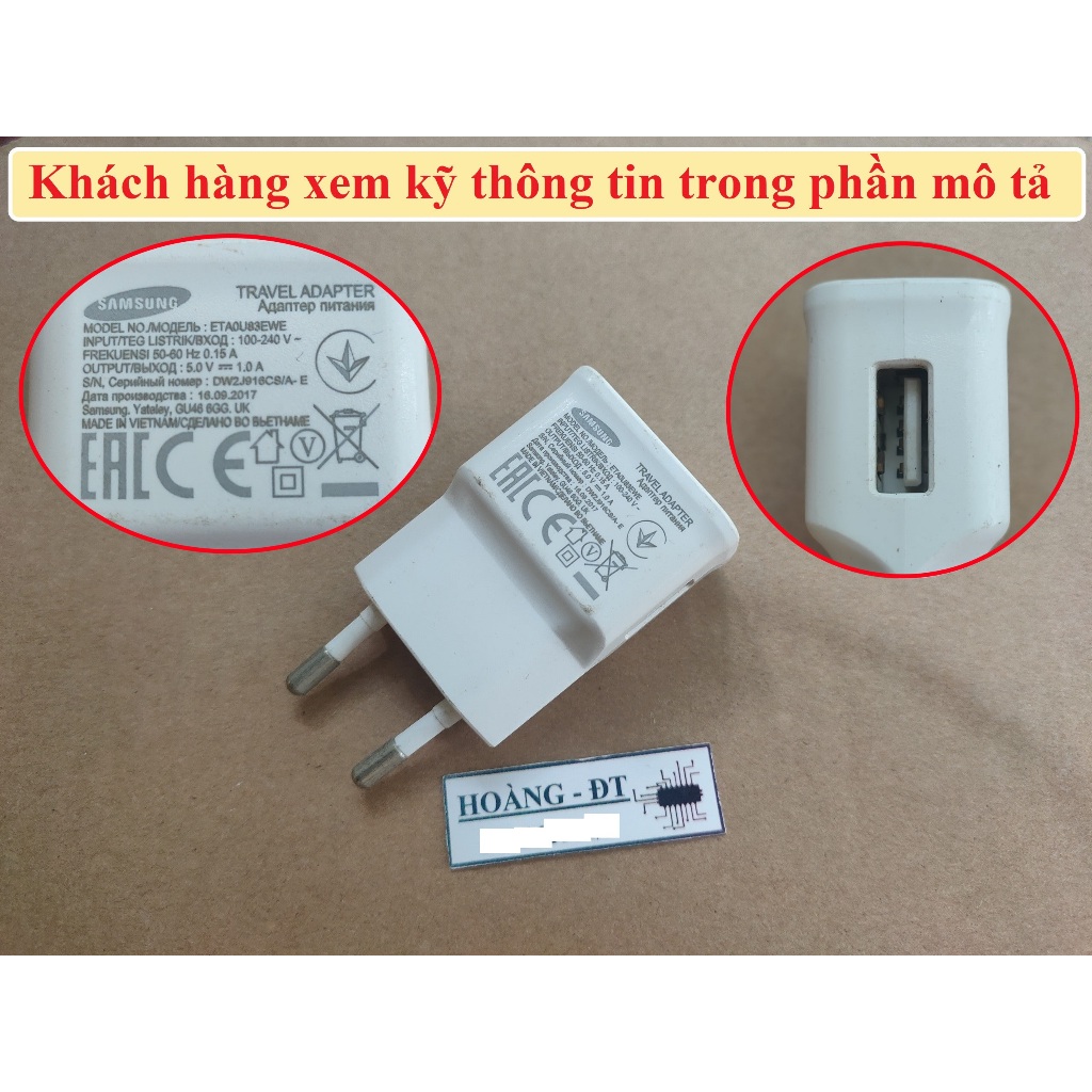 Củ sạc cốc sạc Samsung 5V 1A (không hỗ trợ sạc nhanh)