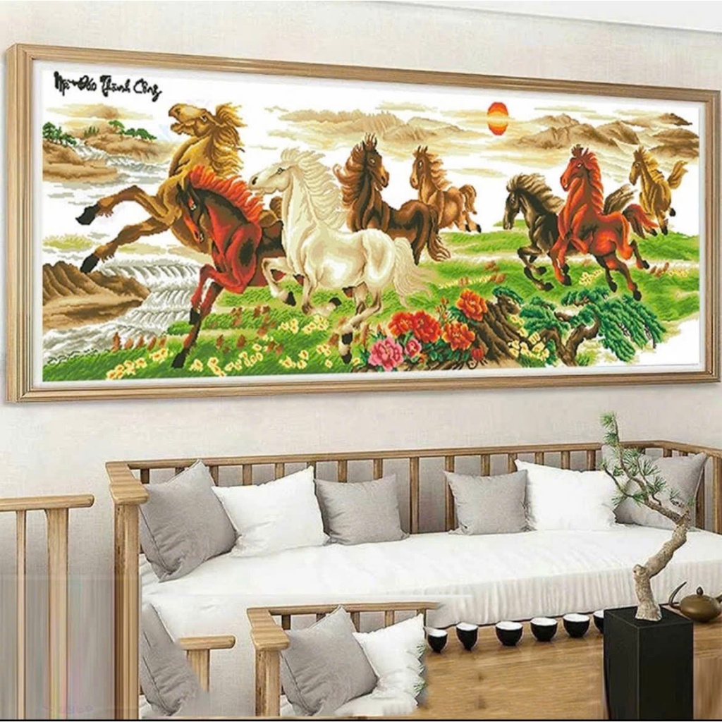 (XẢ KHO) Tranh thêu kín mã đáo thành công