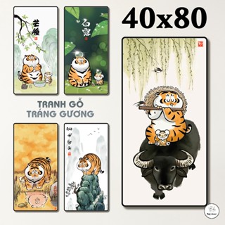 [40x80] Tổng hợp TRANH HỔ VÔ TRI hài hước trang trí phòng - Tranh Gỗ TRÁNG GƯƠNG CAO CẤP treo tường