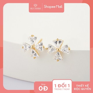  Bông Tai Vàng Tây 10K Thiết Kế Theo Phong Cách Hàn Quốc Đính Đá CZ Cao Cấp Lấp Lánh BTAM99 Huy Thanh Jewelry 