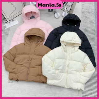 Áo Phao Nữ Có mũ Bo Chun Gấu Mùa Đông Dáng Ngắn Crotop Phao Nữu 4 Màu [FREESIZE 40-75kG]