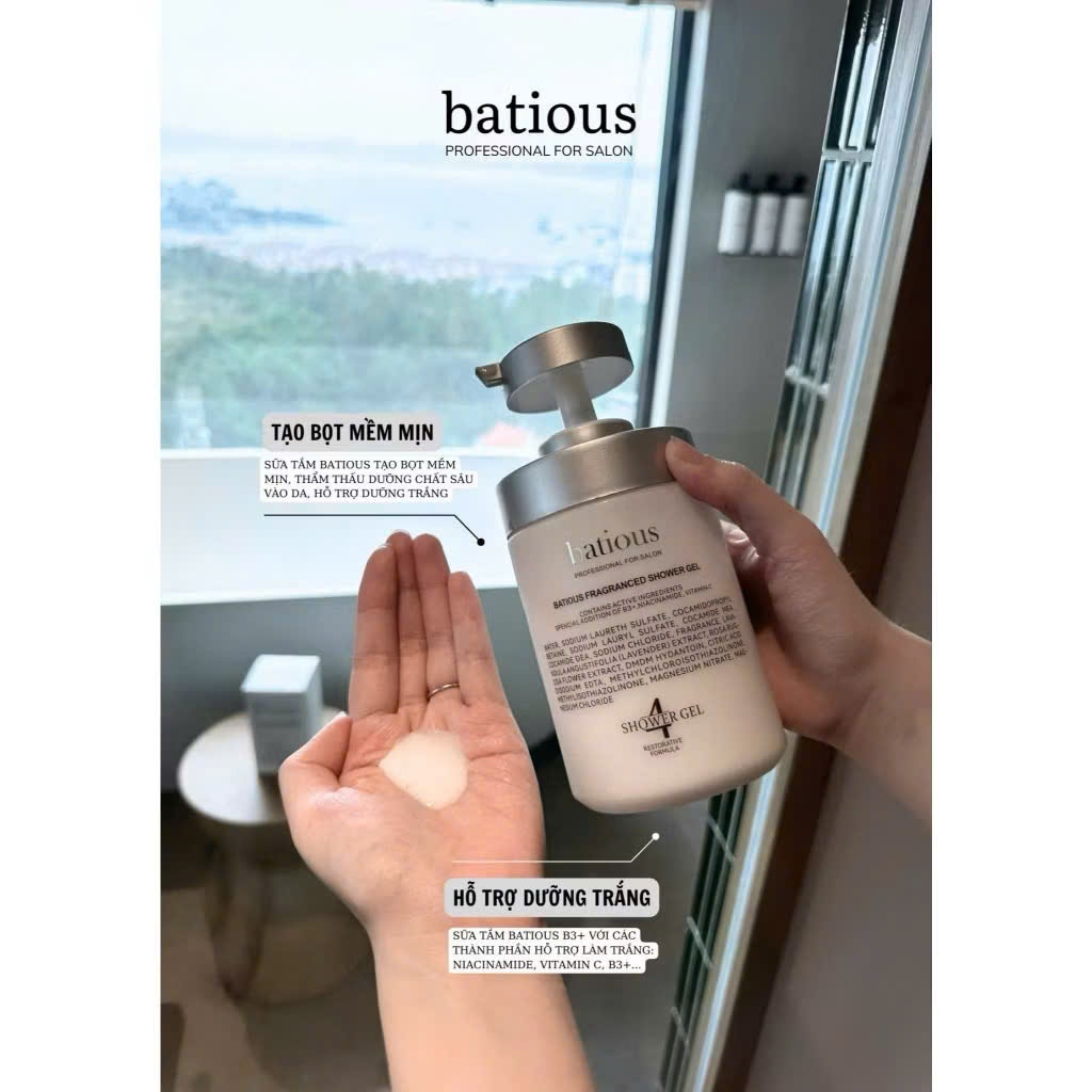 Sữa Tắm Batious B3+ Shower Gel Dưỡng Da Trắng Mịn, Chống Lão Hóa
