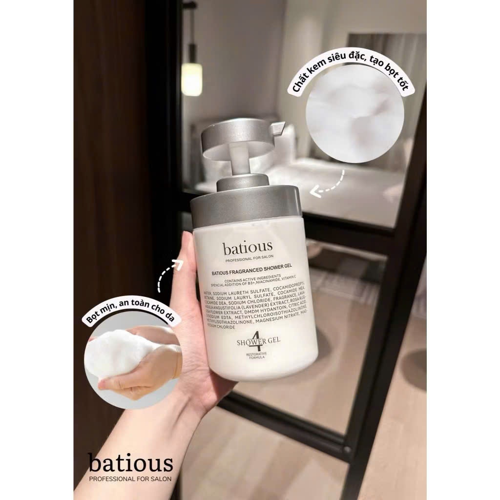 Sữa Tắm Batious B3+ Shower Gel Dưỡng Da Trắng Mịn, Chống Lão Hóa