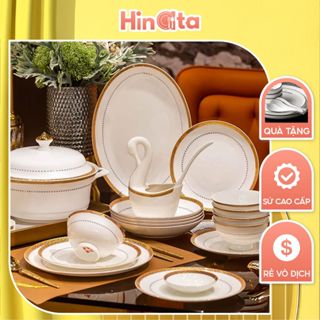 Set bát sứ hoàng gia HINATA bộ bát đĩa gia đình chén dĩa ăn cơm bát ô tô dùng cho lò nướng, máy rửa bát thanh lịch