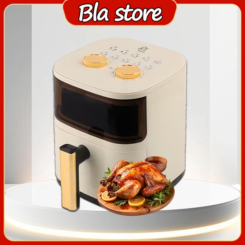 Nồi chiên không dầu 8L có ngăn kính, Lò nướng gia đình công suất lớn, Công nghệ nhiệt đối lưu 360 độ