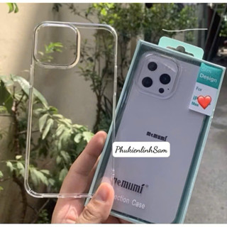 Ốp lưng Memumi Clear Slim Cho iPhone 16/15 Pro Max,14 Pro Max,14,13 Mini,13/ 12/ 11/ Xs Max siêu mỏng trong cứng không ố