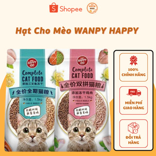 Hạt Wanpy Happy 100 Bao 1.5kg dành cho mèo _Thức ăn hạt khô dành cho mèo_Thức Ăn Dinh Dưỡng Dành Cho Mèo Gầy Kén Ăn