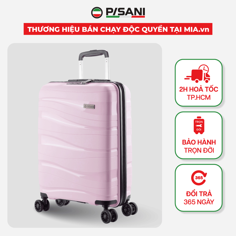 Vali Kéo MIA.vn Du Lịch Pisani LANI Thời Trang size 20/24/28 Nhựa PP Cao Cấp Chống Bể Vỡ Tuyệt Đối - Bảo Hành Trọn Đời