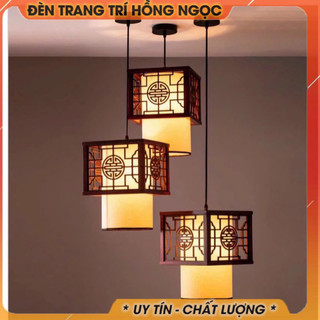 Đèn thả phòng thờ, Đèn gỗ tân cổ điển thả treo trần phòng khách phòng thờ ĐƠN 1 chiếc