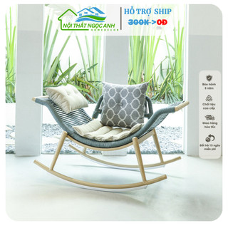  Ghế bập bênh cánh én thư giãn kèm đôn để chân Nội Thất Ngọc Anh decor ban công sân vườn quán cafe phòng khách sang trọng 