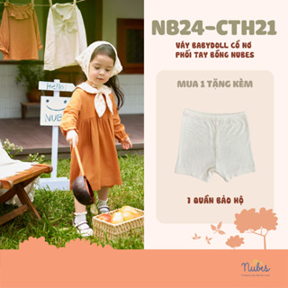 [Mua 1 tặng 1 quần bảo hộ] Váy babydoll cổ nơ hoa nhí phối tay bồng [NUBES-CTH21]