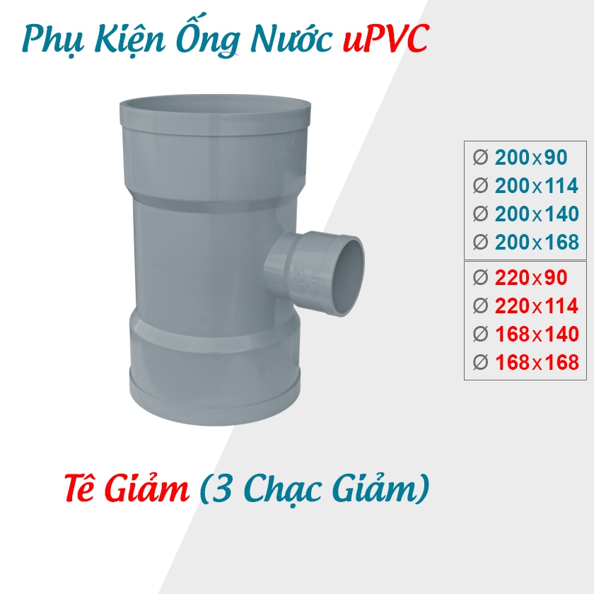 [BÁN SỈ] Tê Giảm, Nối 3 Hướng 16,21,27,34,42,49,60,76,90,110,114,130,140,160,168, phụ kiện ống nước 