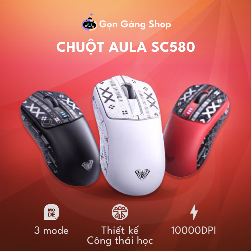 Chuột Gaming AULA SC580 pin bluetooth/2.4g/type-c 500mah với 6-tốc độ DPI hỗ trợ trò chơi văn phòng | BigBuy360 - bigbuy360.vn