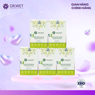 5 Hộp Khăn Y Tế Vệ Sinh Phụ Nữ DR.WET Giúp Làm Sạch, Hỗ Trợ Giảm Mùi Tiện Lợi - Hộp 25 gói