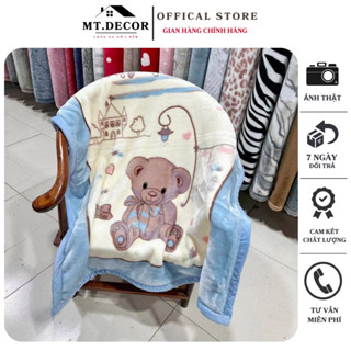 Chăn cho bé nhung tuyết 2 lớp dày dặn mềm mịn,chăn cho bé đi học không rụng lông, KT 100x140cm