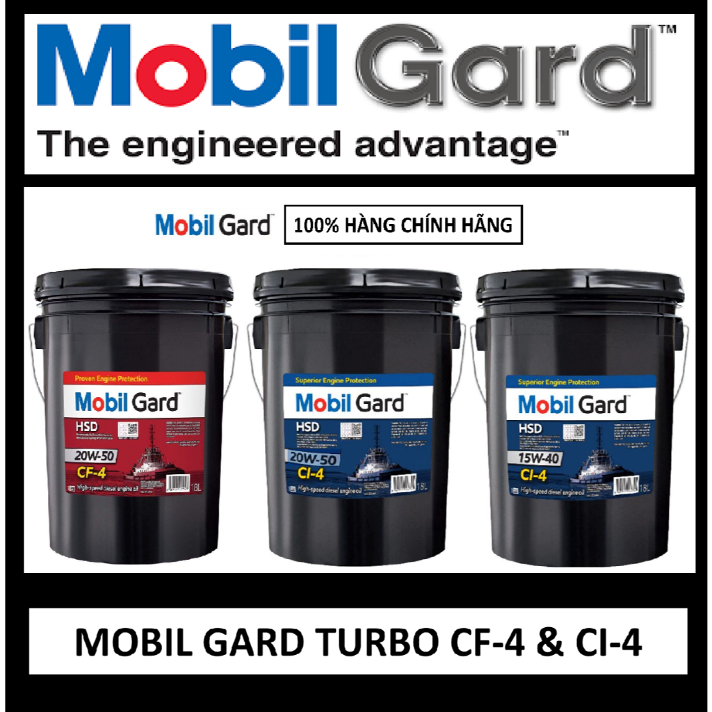 DẦU NHỚT ĐỘNG CƠ MÁY DẦU TURBO MOBIL GARD 15W40/ 20W50 API CF-4/CI-4 XÔ 18L