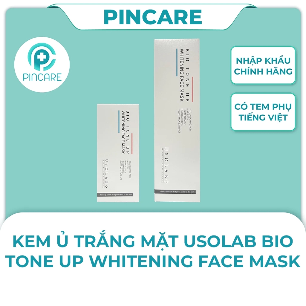 Kem ủ trắng mặt USOLAB Bio Tone Up Whitening Face Mask giúp da trắng sáng bật tone - PINCARE Health & Beauty