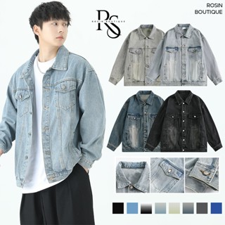 Áo Khoác Jean Nam Wash Màu Retro Form Rộng Avocado, Áo Khoác Bò Unisex Màu Xanh Đen Phong Cách Hàn Quốc