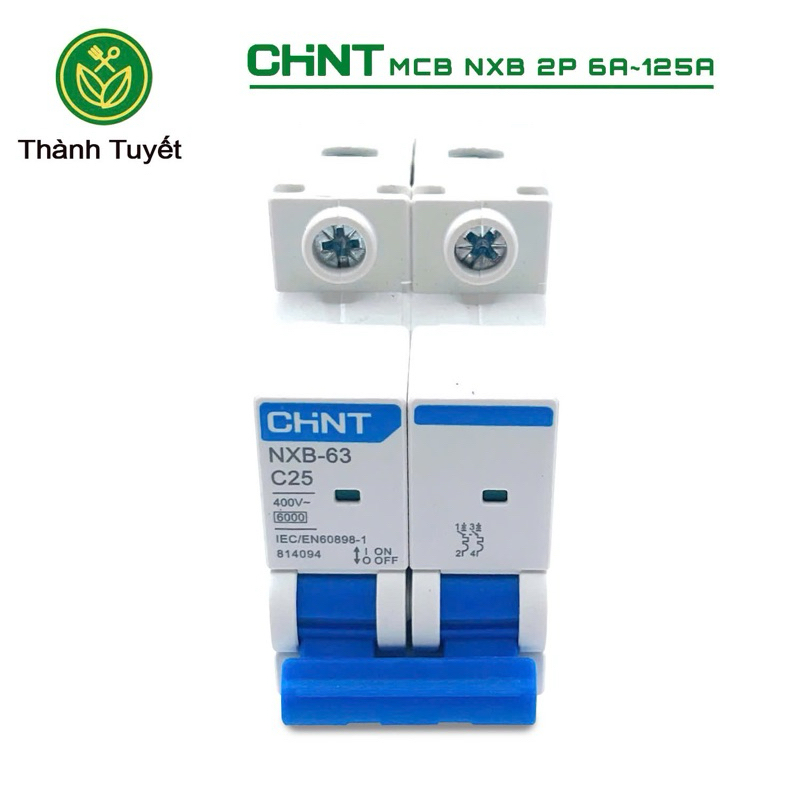 Aptomat MCB 2 Pha NXB-63 Chint- 63A, Dòng Cắt 6A ( Hàng Chính Hãng)
