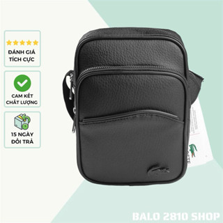 Túi da LC SHOULDER NEW đeo chéo đeo vai nam da simili trơn đen cao cấp chống nước 2 ngăn tiện lợi size 20x15 cm