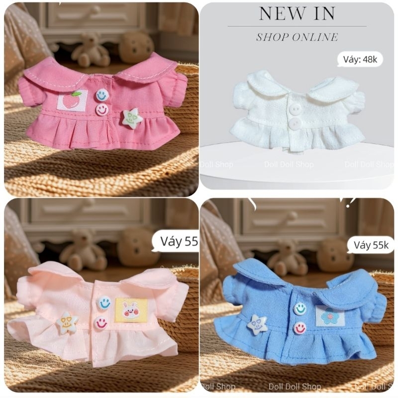 Đầm váy cho doll 10cm, Bb3 Macaron V1, V2, V3 Mini, Mầm non...