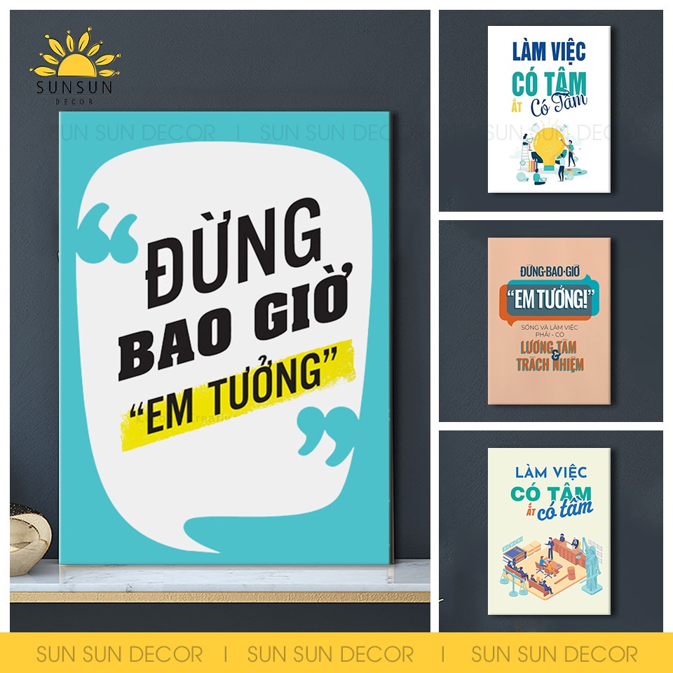 Tranh động lực văn phòng, tranh cổ động slogan làm việc có tâm ắt có tầm I DL4