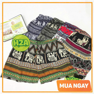  H2A Shop - Quần đùi lanh họa tiết thổ cẩm cho nam nữ 40kg - 75kg nhiều màu có sẵn ship toàn quốc 
