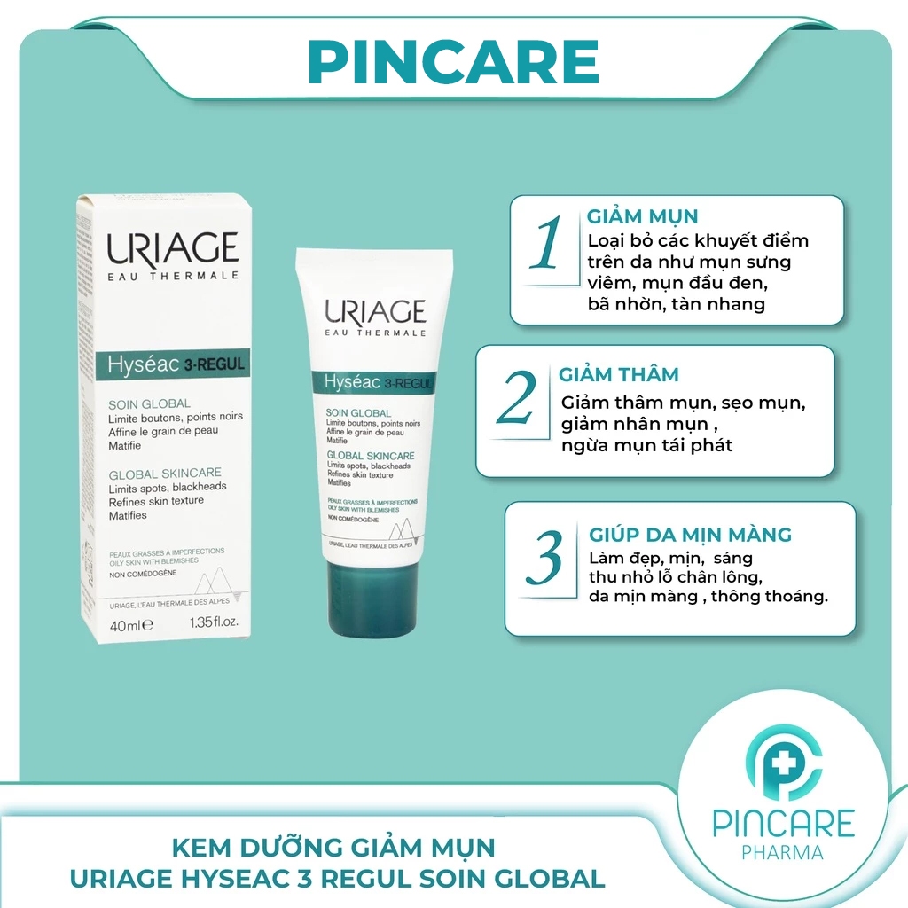 Kem dưỡng giảm mụn Uriage Hyseac 3 Regul Soin Global 40ml - Hàng chính hãng - PINCARE Health & Beauty
