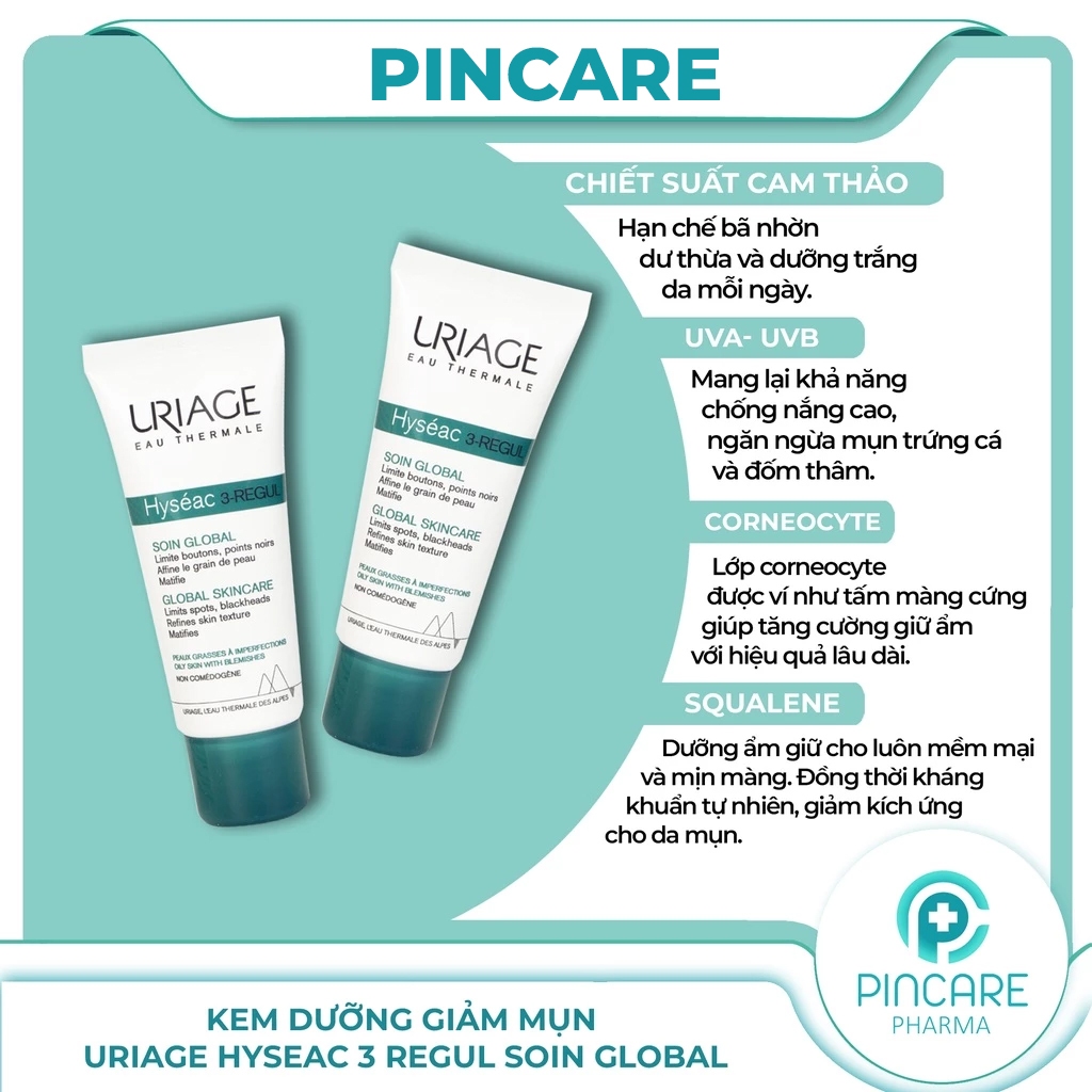 Kem dưỡng giảm mụn Uriage Hyseac 3 Regul Soin Global 40ml - Hàng chính hãng - PINCARE Health & Beauty