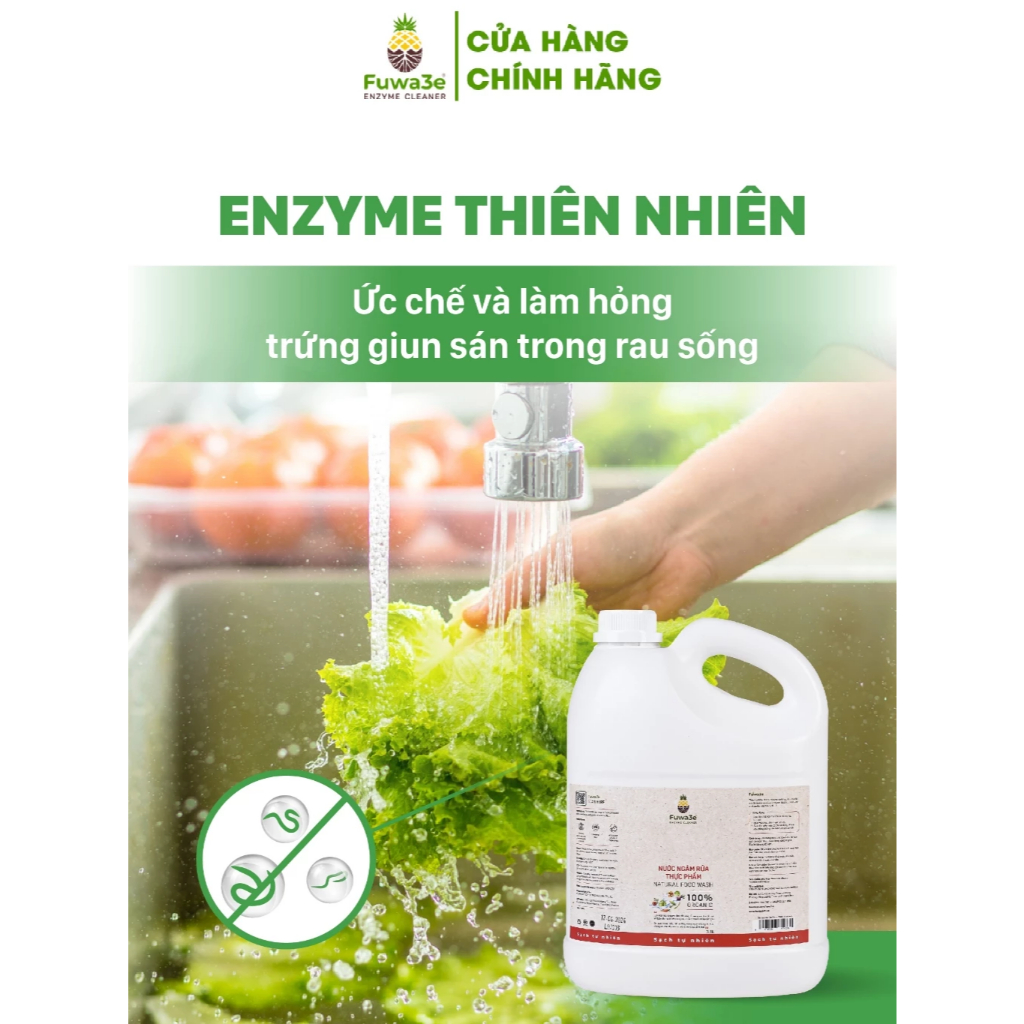 Nước Rửa Rau Quả Thiên Nhiên Fuwa3e CHÍNH HÃNG, Khử Mùi Thuốc Sâu, Chất Bẩn- fw04