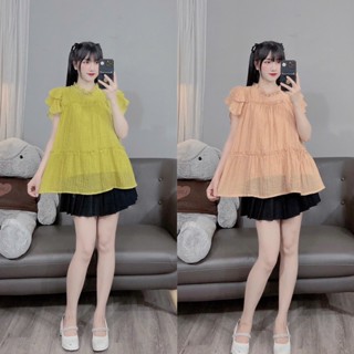  Áo bầu thiết kế nữ Bầu Xinh VyVy cổ ngọc nhiều màu 