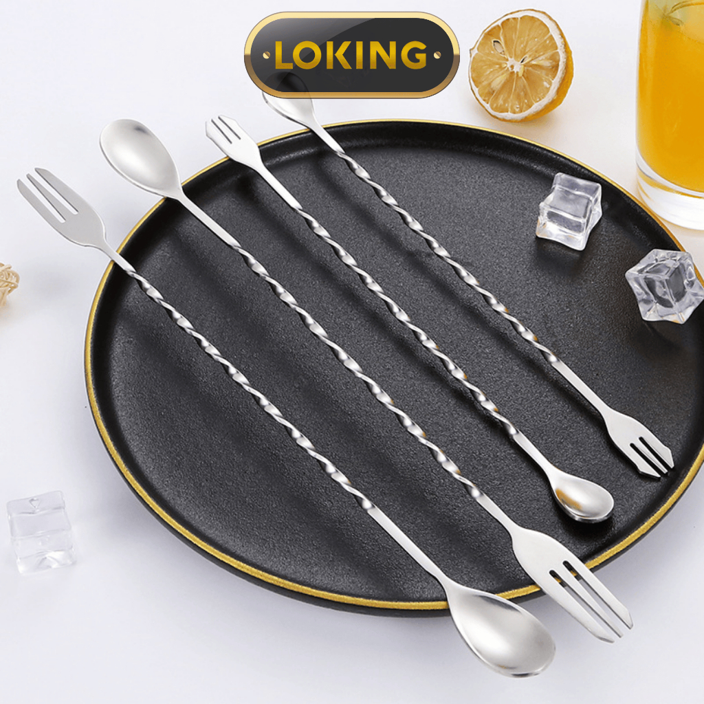 Thìa bar pha chế inox, thìa khuấy 2 đầu pha chế - LOKING
