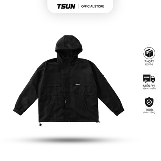 Áo Khoác Dù 2 Lớp Màu Đen Brand TSUN Chính Hãng Windbreaker Jacket UNISEX, Oversize, Localbrand, Streetwear