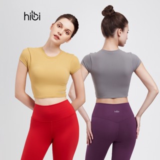 Áo croptop ngắn tay tập Yoga Gym Hibi Sports CR814, kiểu basic, kèm mút ngực