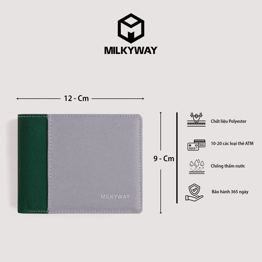 ví dáng ngang MILKYWAY MV03 phối màu thời trang ,hàng chính hãng,chất liệu kháng nước