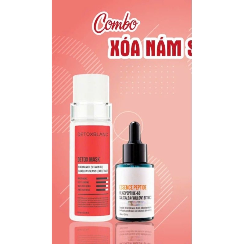 MẪU MỚI COMBO NÁM VÀ THẢI ĐỘC DA DETOX BLANC [ TEM MỚI ] Thải Mặt Chai Màu Đỏ