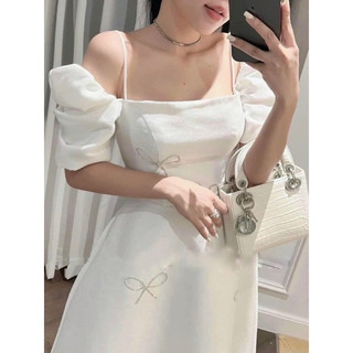 (D310 SHOP TÁO ĐỎ BIGSIZE 50KG ĐẾN 90KG ) đầm đi tiệc đính nơ tapta