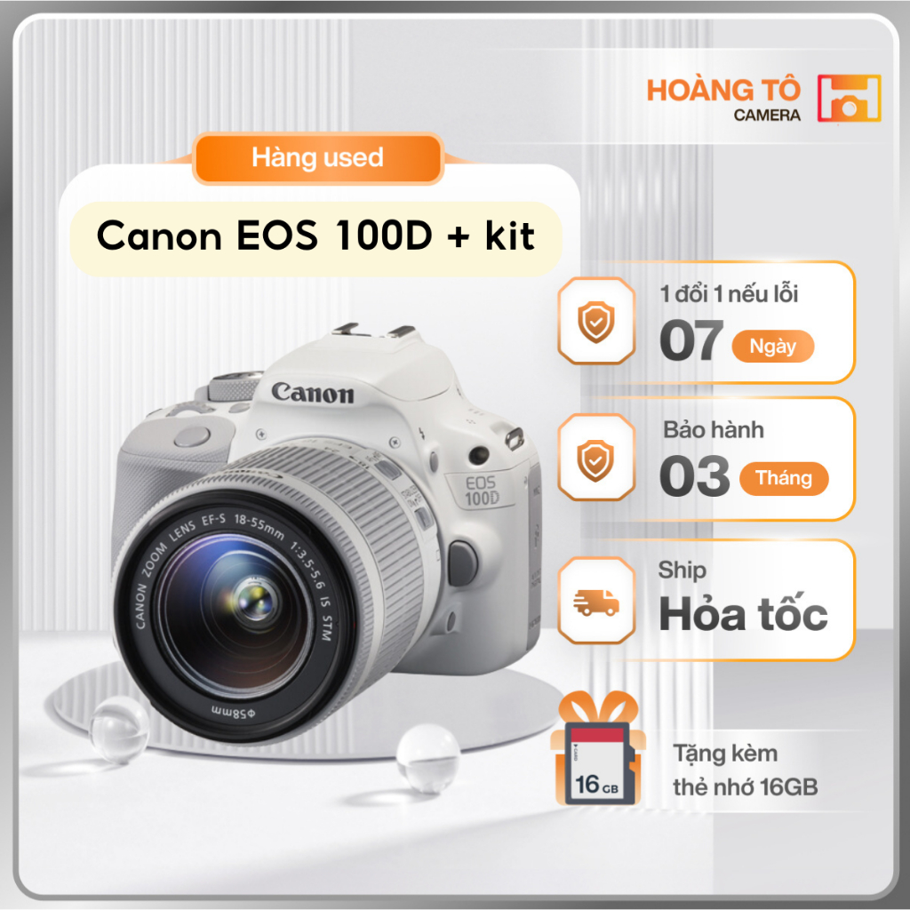 Máy ảnh Canon 100D + Canon 40mm f2.8 STM / 18-55mm STM cũ khá (Trắng/Đen)