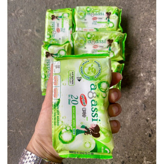 Combo 5 gói Khăn ướt BỎ TÚI 20 tờ agassi loại không mùi hương