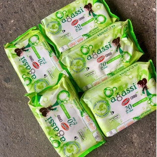 Combo 5 gói Khăn ướt BỎ TÚI 20 tờ agassi loại không mùi hương