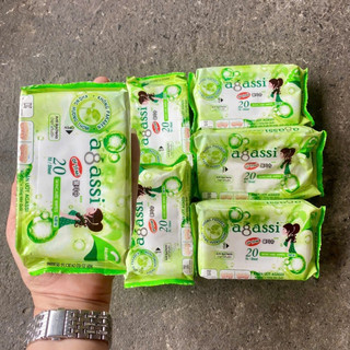 Combo 5 gói Khăn ướt BỎ TÚI 20 tờ agassi loại không mùi hương
