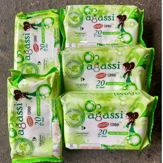 Combo 5 gói Khăn ướt BỎ TÚI 20 tờ agassi loại không mùi hương