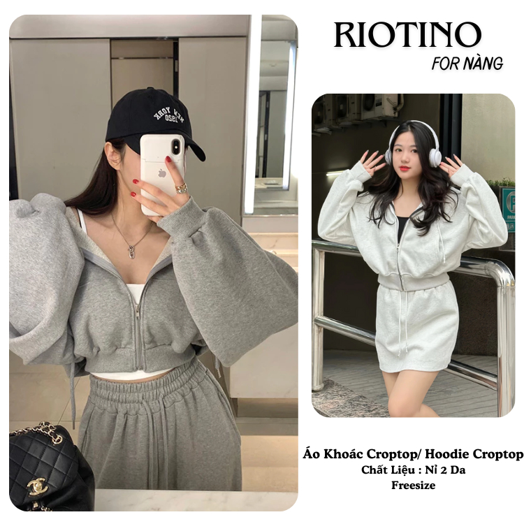 Áo Khoác Nỉ Croptop Mũ Siêu To, Áo Hoodie Zip Dày Dặn Form Rộng Hàn Quốc, Áo Dáng Ngắn Siêu Xinh Chất Nỉ Hàn A004