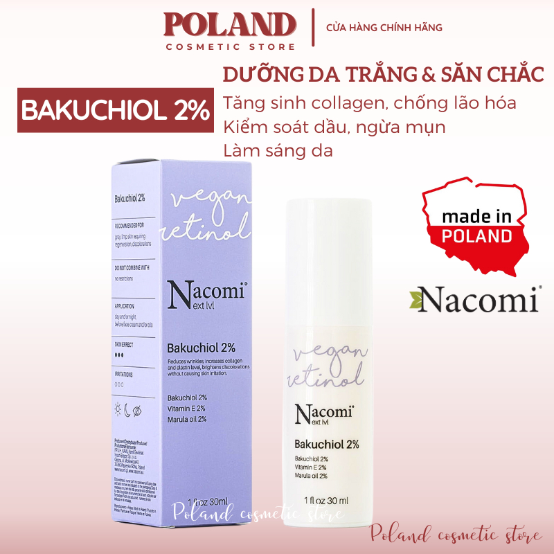 Kem dưỡng Bakuchiol Nacomi tương tự Retinol chống lão hóa, tăng sinh collagen, cải thiện sắc tố da