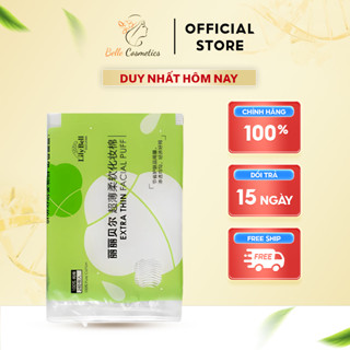 Bông tẩy trang Lily Bell Extra Thin Facial Puff cotton xanh 240 miếng & Lilian Puff cotton trắng 222 miếng