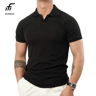 Áo polo nam FLOMAN P1 chất thun gân co giãn, áo thun cổ bẻ form body thoáng mát