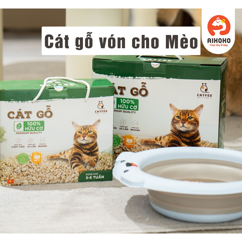 Cát gỗ vón cho Mèo CatFee - 100% từ gỗ tự nhiên - Ít bụi, hút mạnh, tiết kiệm và bảo vệ sức khỏe